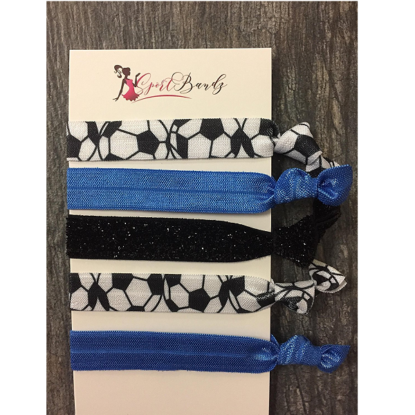 Soccer Hair Ties- Blue