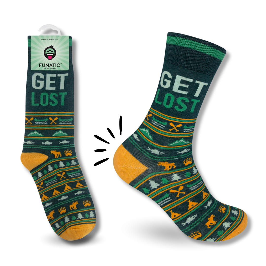 Get Lost | Funny Socks | Funny Gift | Dark Green Socks
