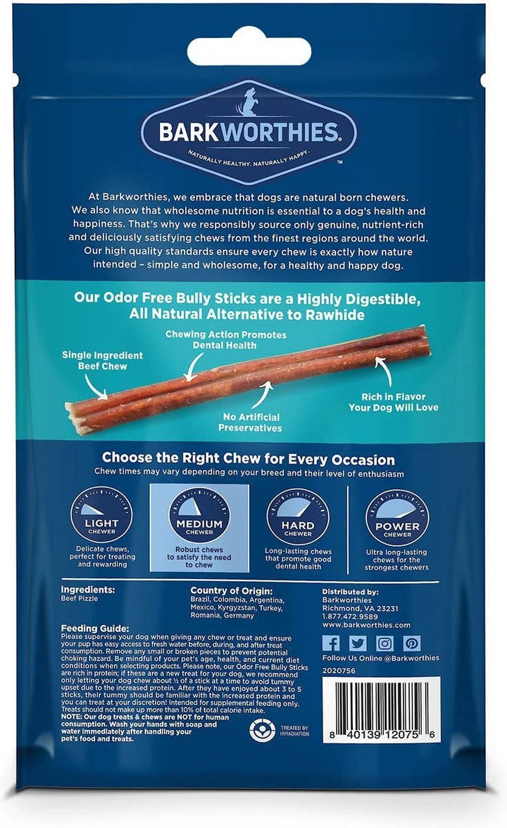 Barkworthies Bully Stick- Odor Free 4"
