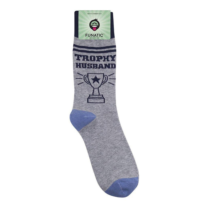 Trophy Husband | Funny Socks | Wedding Gift | Gray Socks