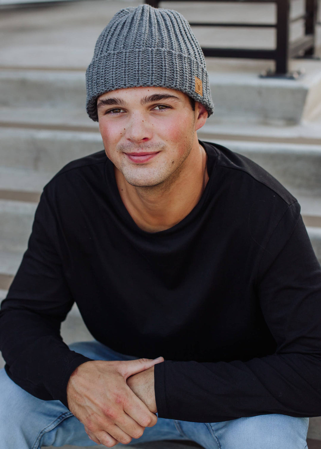 Mens Dark Grey Knit Beanie