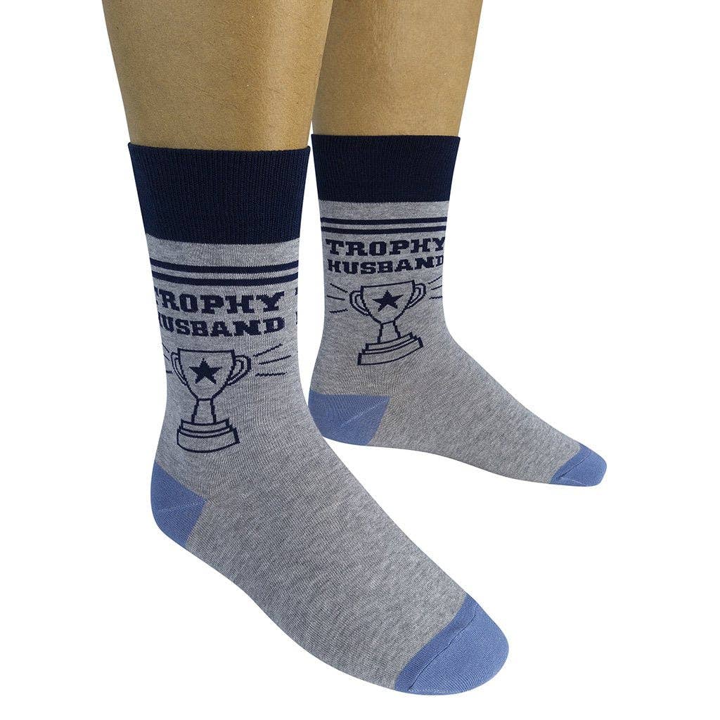 Trophy Husband | Funny Socks | Wedding Gift | Gray Socks