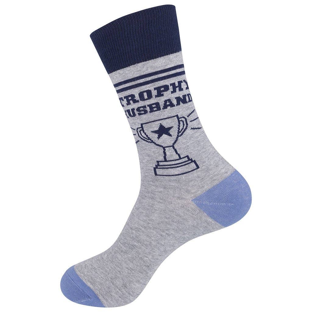 Trophy Husband | Funny Socks | Wedding Gift | Gray Socks