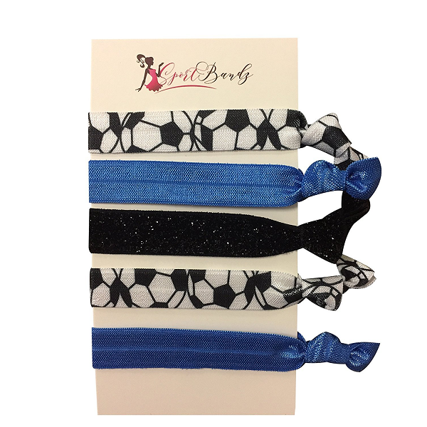 Soccer Hair Ties- Blue