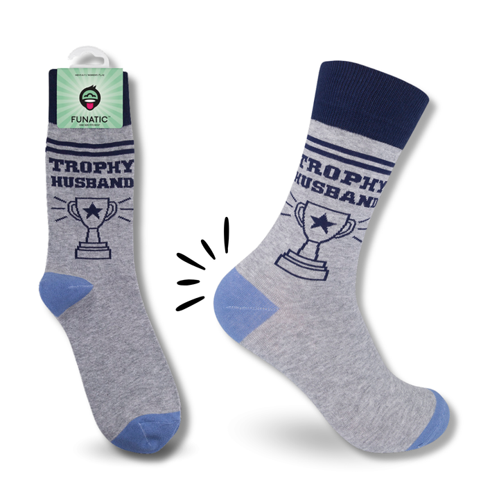Trophy Husband | Funny Socks | Wedding Gift | Gray Socks