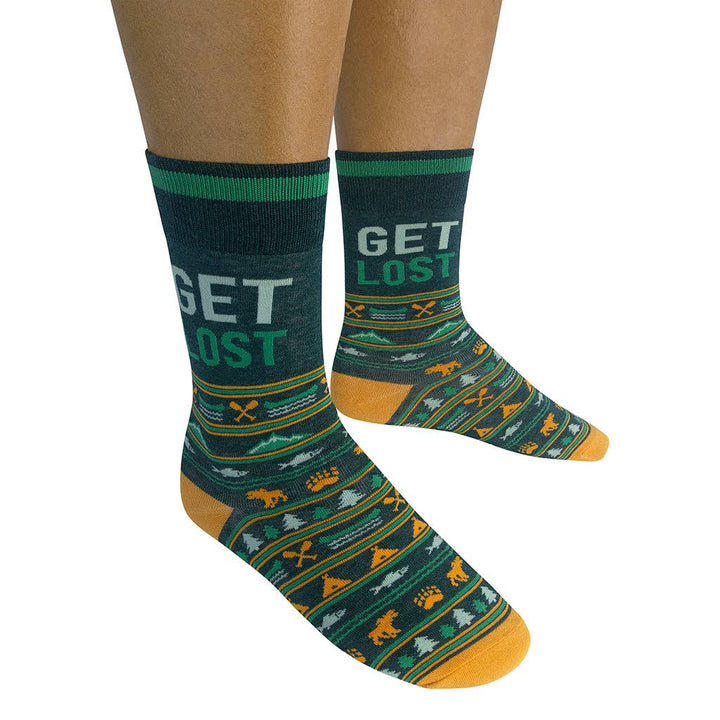 Get Lost | Funny Socks | Funny Gift | Dark Green Socks